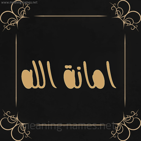 شكل 14 الإسم على خلفية سوداء واطار برواز ذهبي  صورة اسم امانةُ الله AMANHO-ALLH